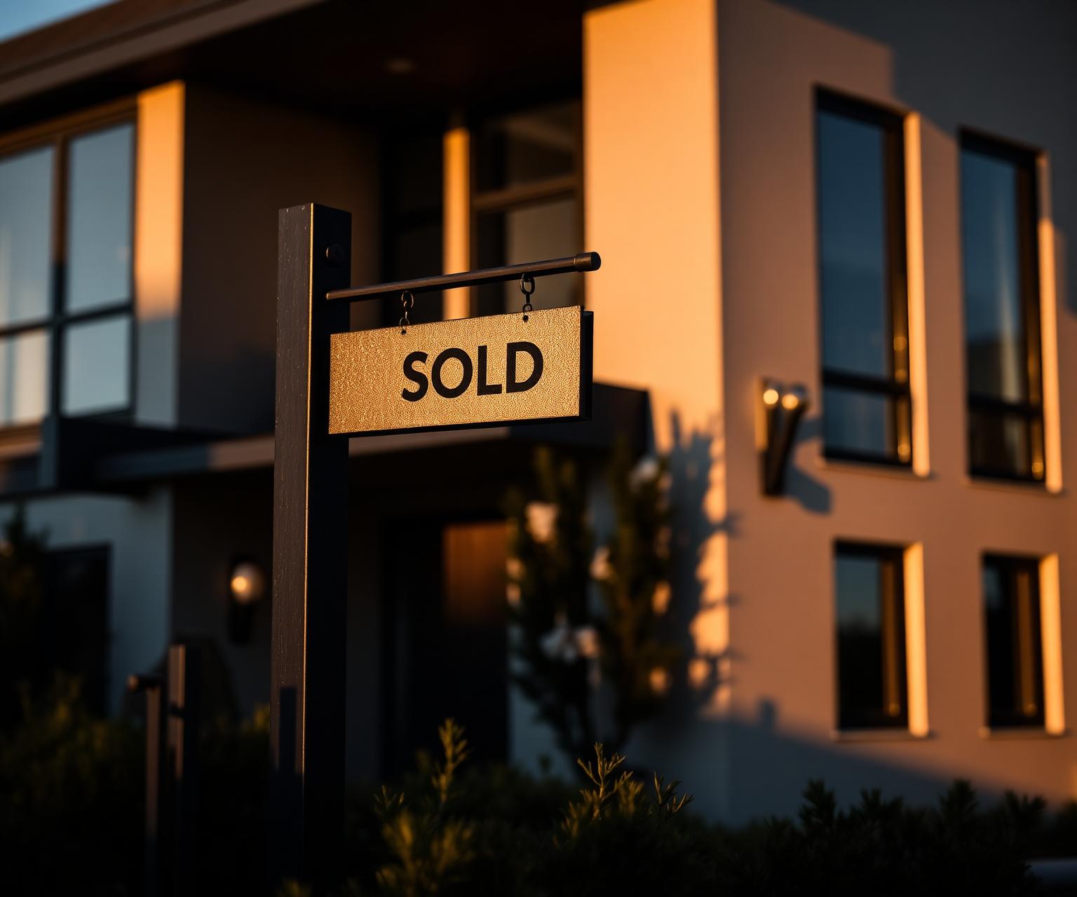 Modern home sold at golden hour